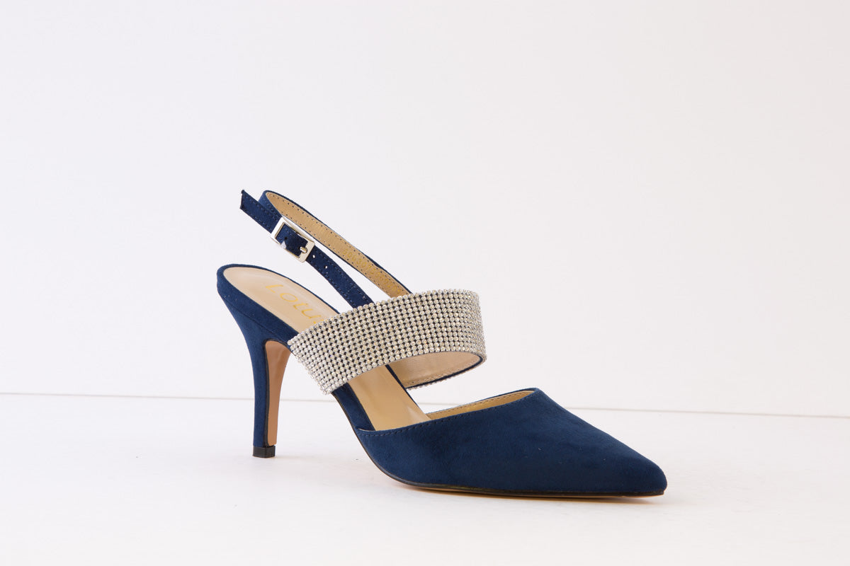 LOTUS - VIOLETTE SLING-BACK SHOE - NAVY DIAMANTE