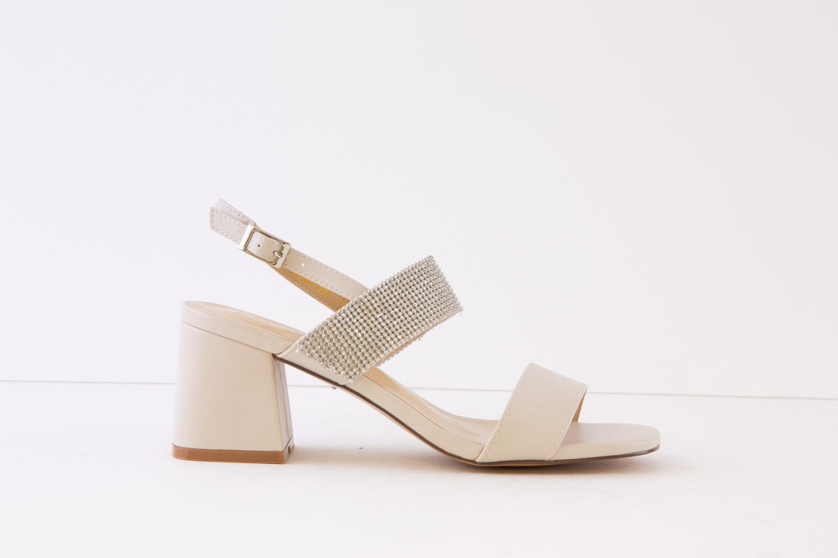 LOTUS - ELISENA LOW HEEL SANDAL - NUDE DIAMANTE