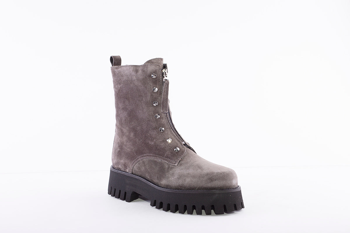 ALPE - 2106 CHUNKY ZIP ANKLE BOOT - GREY SUEDE