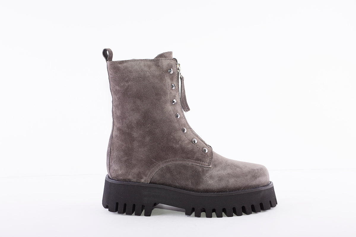 ALPE - 2106 CHUNKY ZIP ANKLE BOOT - GREY SUEDE