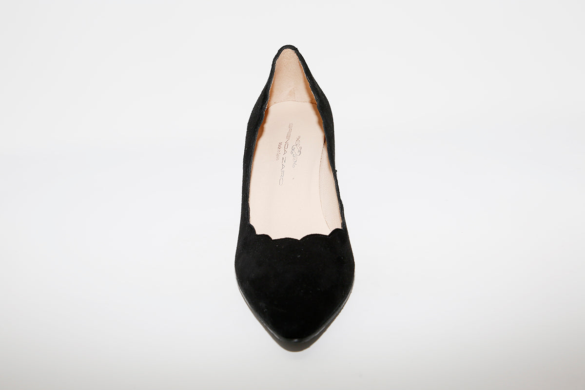 BRENDA ZARO - T3094 Black Suede Heel Court Shoe