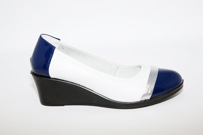 INEA - RUDY MEDIUM WEDGE POMP - WHITE/NAVY