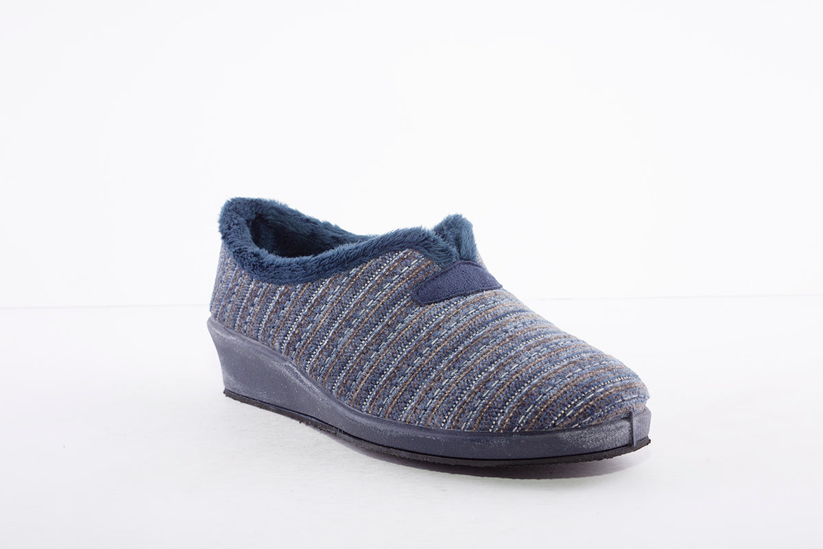 GARZON - 1325.527 FUR-LINED FULL SLIPPER - NAVY