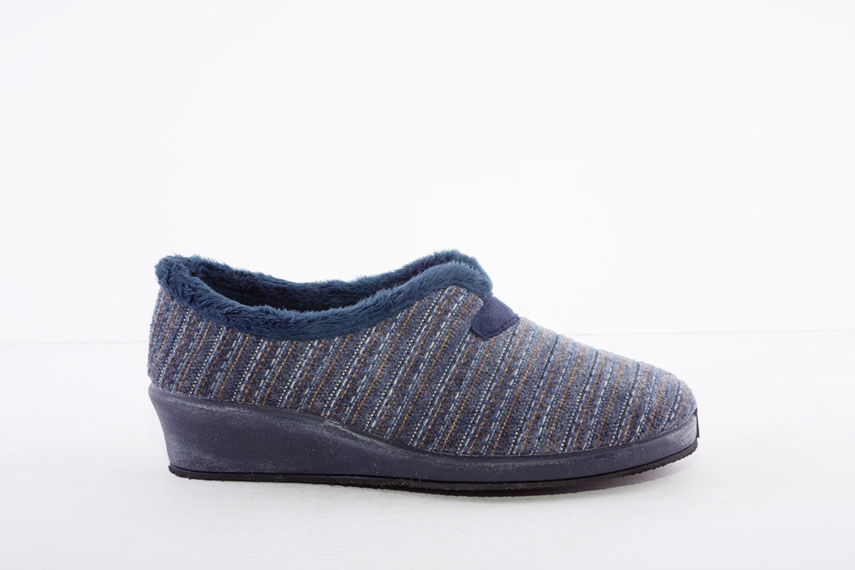 GARZON - 1325.527 FUR-LINED FULL SLIPPER - NAVY