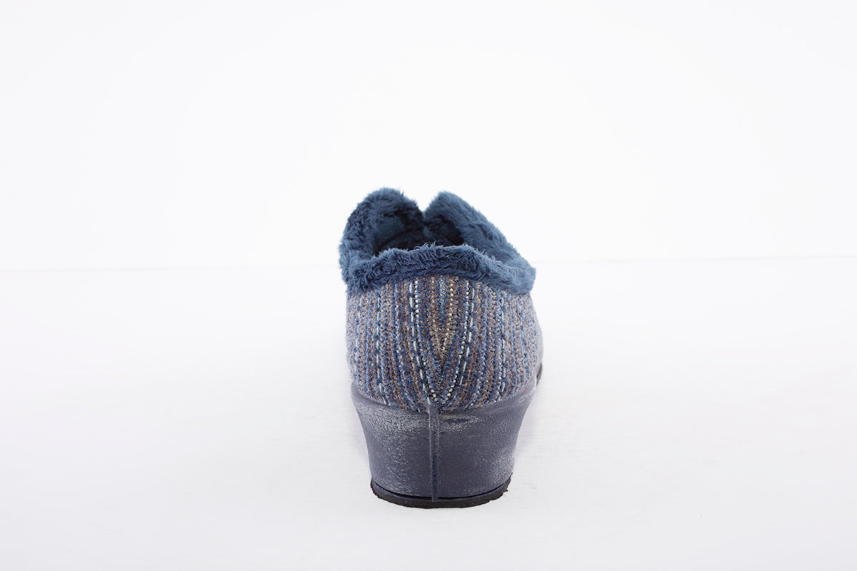 GARZON - 1325.527 FUR-LINED FULL SLIPPER - NAVY