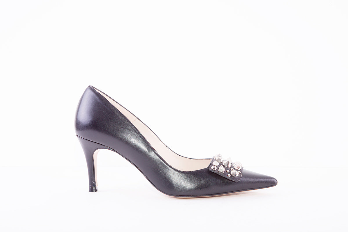 LODI - ESARU HIGH HEEL COURT SHOE - BLACK LEATHER