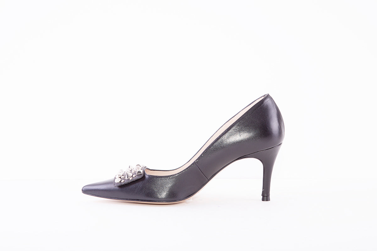 LODI - ESARU HIGH HEEL COURT SHOE - BLACK LEATHER