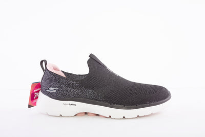 SKECHERS - GO WALK 6 GLIMMERING-KNIT SLIP-ON TRAINER - BLACK/PINK