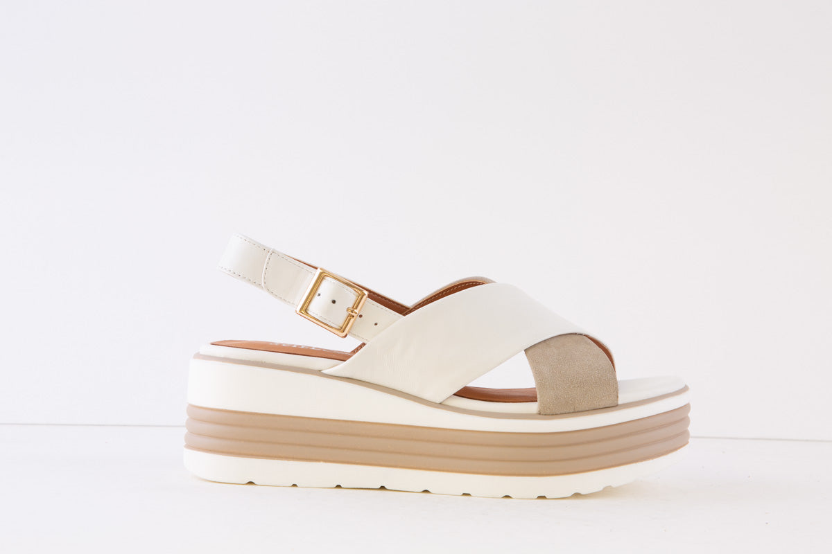 REGARDE LE CIEL - SHEYLA-04 PLATFORM SANDAL - WHITE/TAUPE – Victor ...