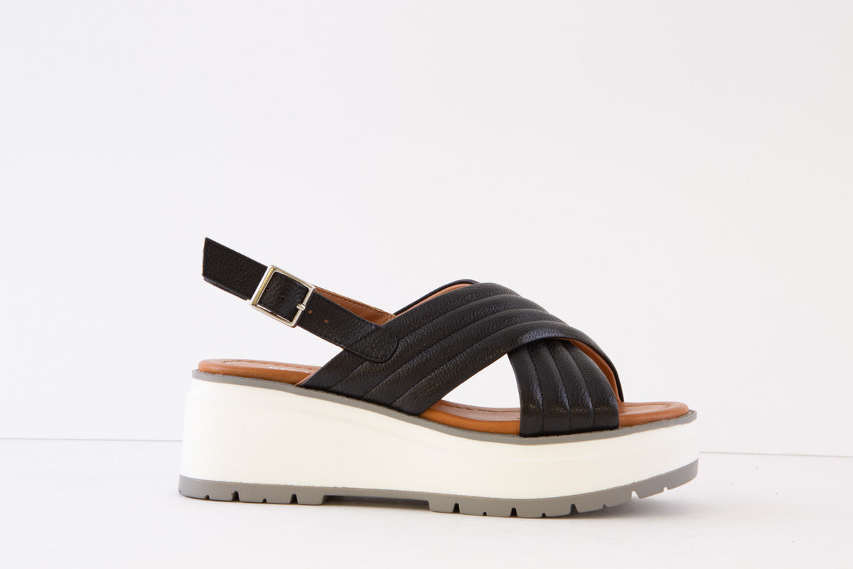 REGARDE LE CIEL - JEMINA-05 WEDGE SANDAL - BLACK – Victor Dwyer Ladies ...