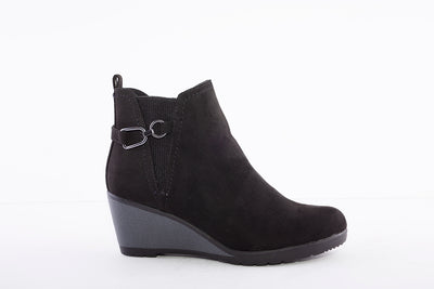 MARCO TOZZI - 25042-098 HIGH WEDGE ANKLE BOOT - BLACK SUEDE