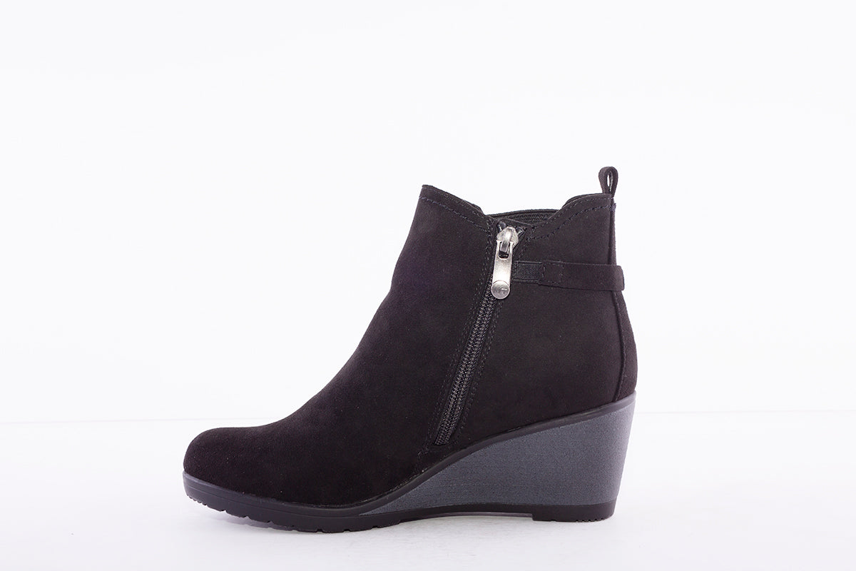 MARCO TOZZI - 25042-098 HIGH WEDGE ANKLE BOOT - BLACK SUEDE