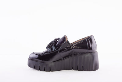 WONDERS - E-6221 CHUNKY FLAT SHOE - BLACK PATENT