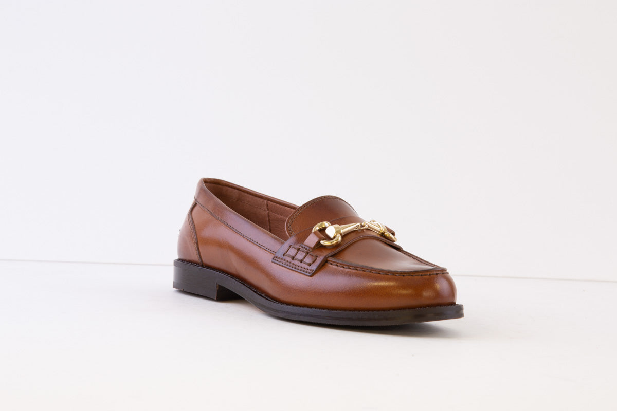 DIEGO BELLINI - D4781 FLAT LOAFER WITH BUCKLE DETAIL - TAN LEATHER