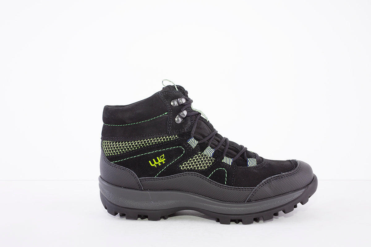 WALDLAUFER - 471974 500 HOLLY LACE UP HIKING ANKLE BOOT - BLACK/GREEN