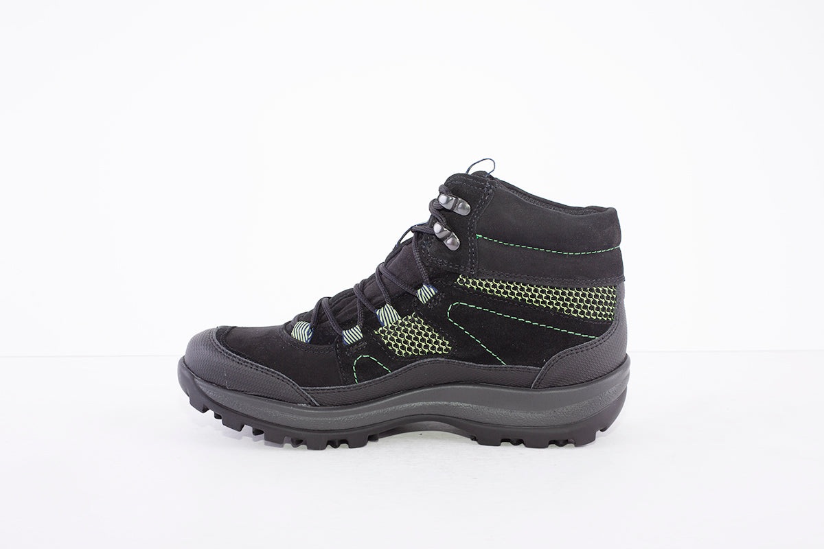 WALDLAUFER - 471974 500 HOLLY LACE UP HIKING ANKLE BOOT - BLACK/GREEN