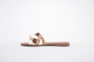 REFRESH - 79478- FLAT FASHION 'INTERWEAVE' MULE - KHAKI MIX