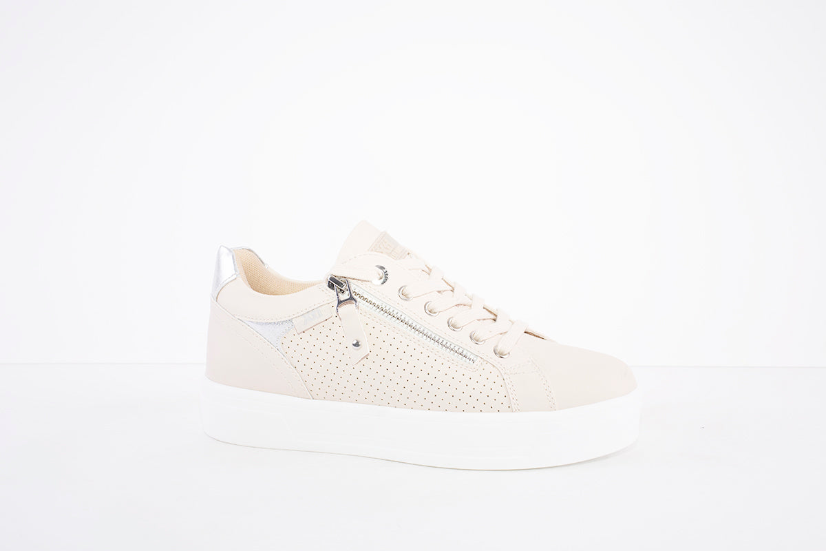 XTI - 44309 LACE UP/ZIP FASHION SHOE - BEIGE