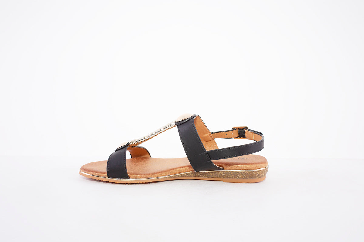 LUNAR - JLH 276 RENOIR-FLAT FASHION SANDAL - BLACK