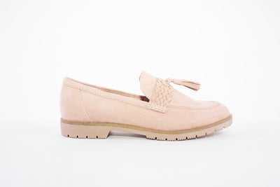 MARCO TOZZI - 24604-408 FLAT SLIP-ON SHOE WITH TASSLE - PINK SUEDE