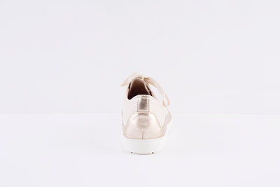 CAPRICE- 23654-140 FLAT LACED SHOE - CREAM/GOLD