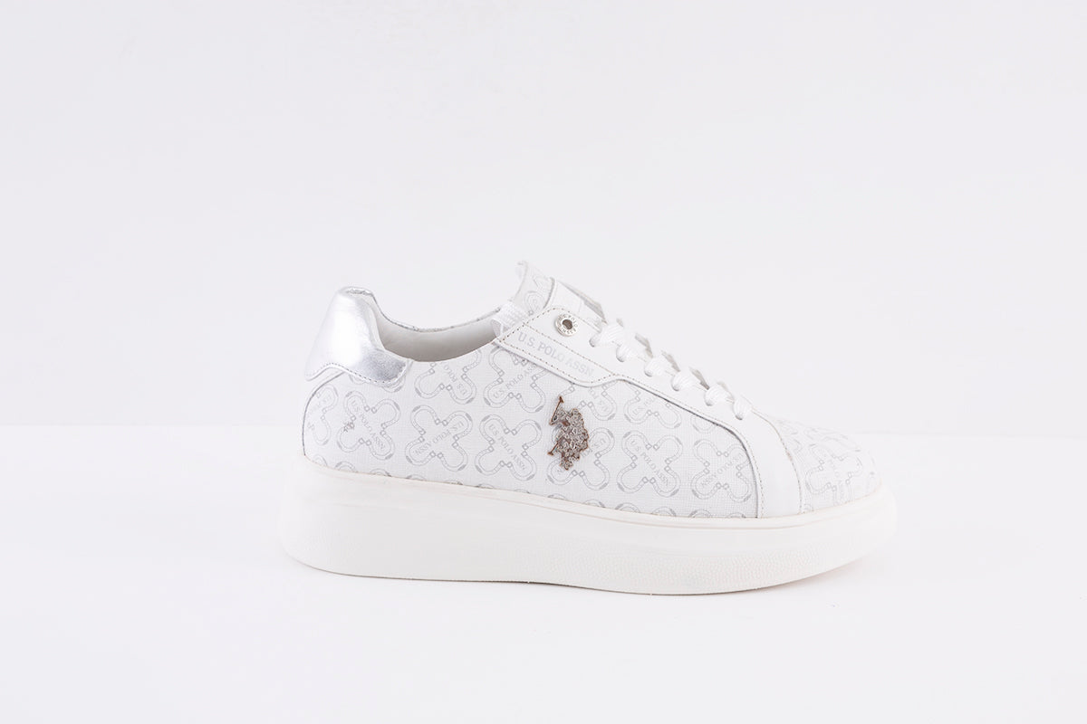 US POLO ASSN - CARDI002 LACED FASHION SHOE - WHITE/SILVER