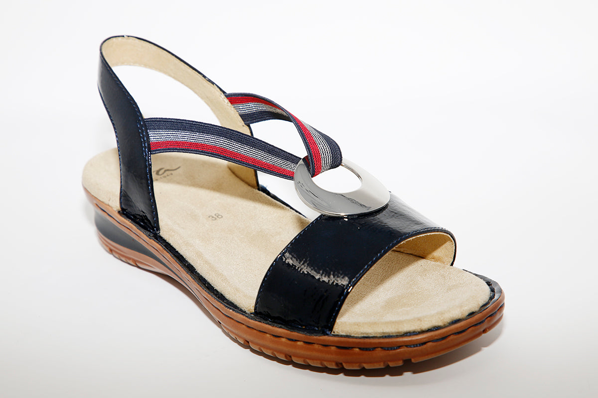 ARA - HAWAII FLAT SANDAL - NAVY PATENT