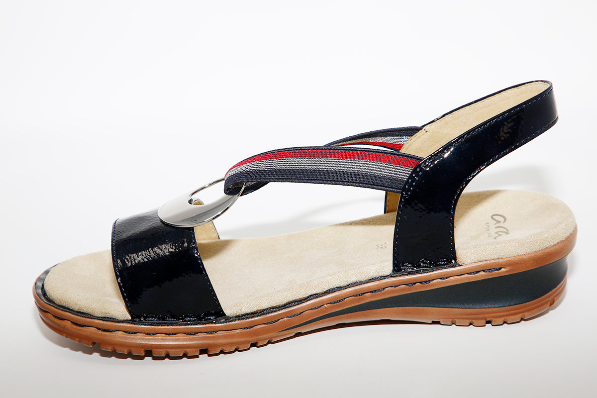 ARA - HAWAII FLAT SANDAL - NAVY PATENT