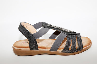 HEAVENLY FEET - Agneta Pewter Flat Sandal