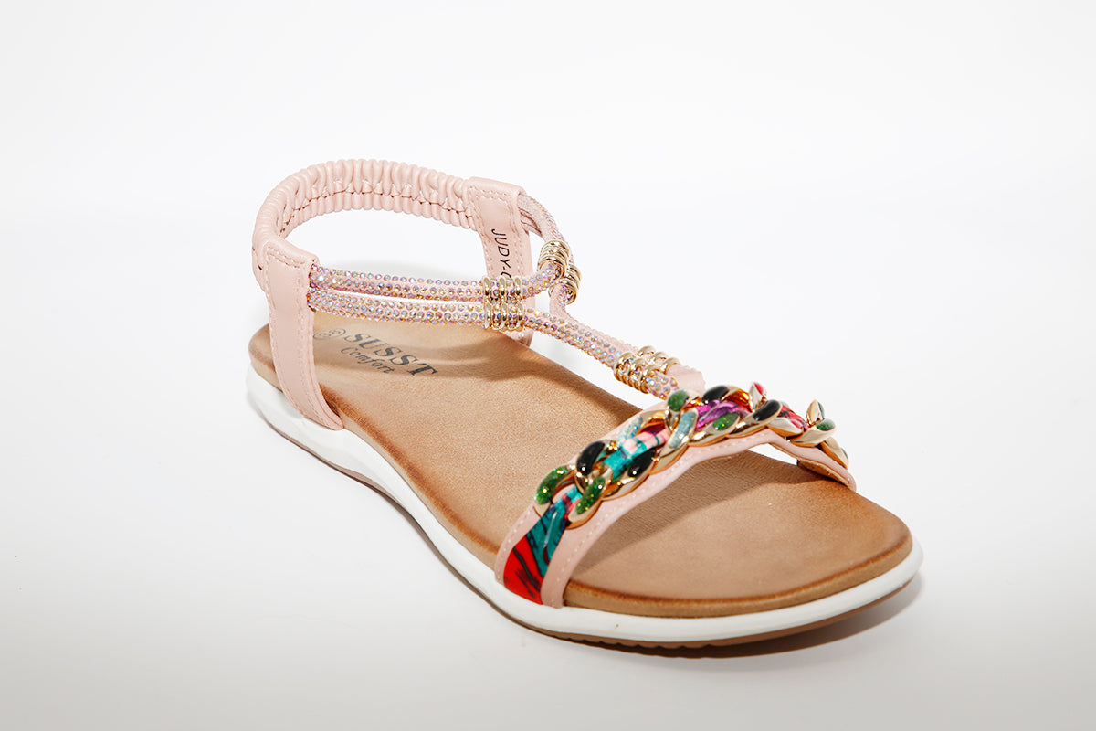 LDS FLAT FASHION SANDAL - PINK