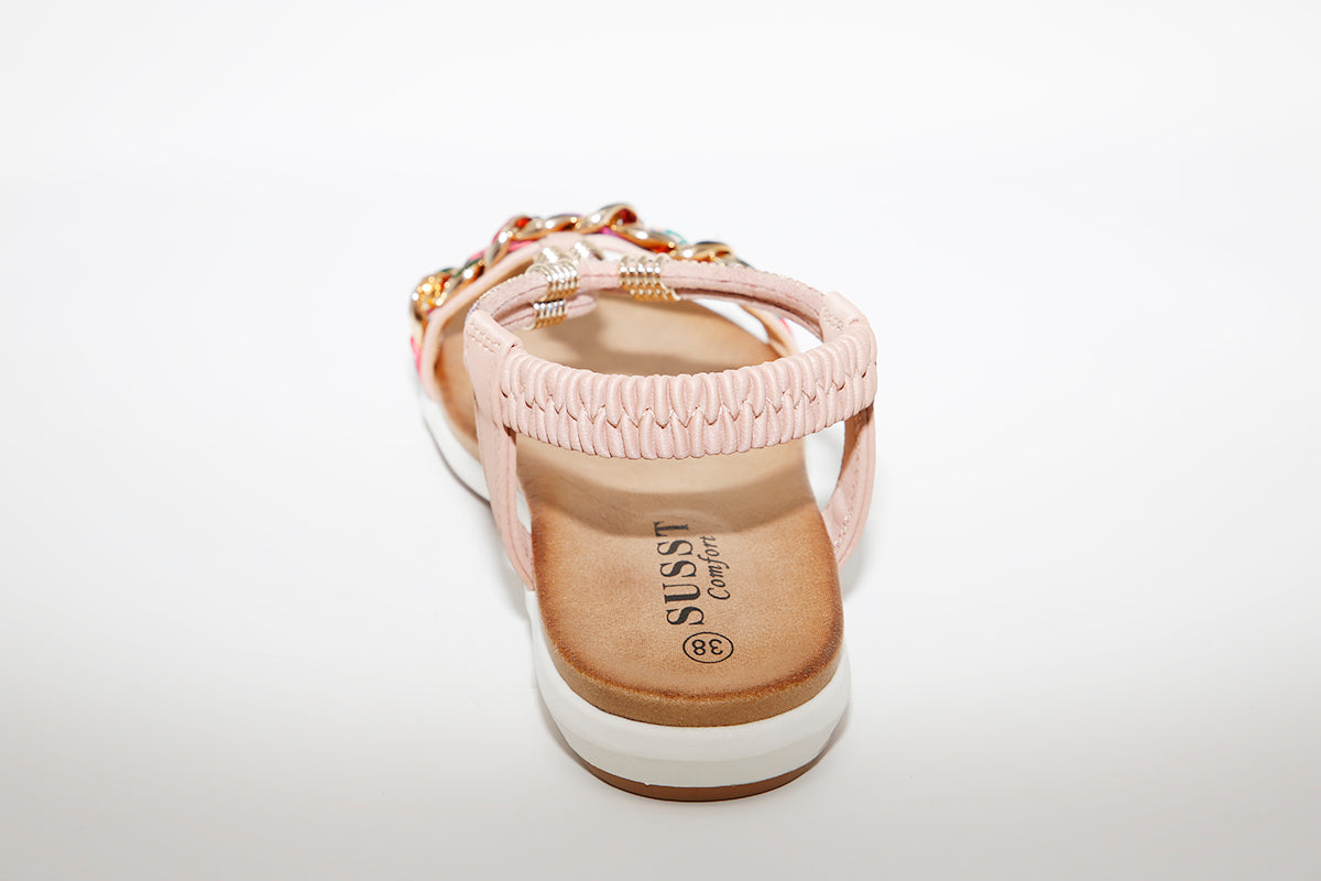 LDS FLAT FASHION SANDAL - PINK