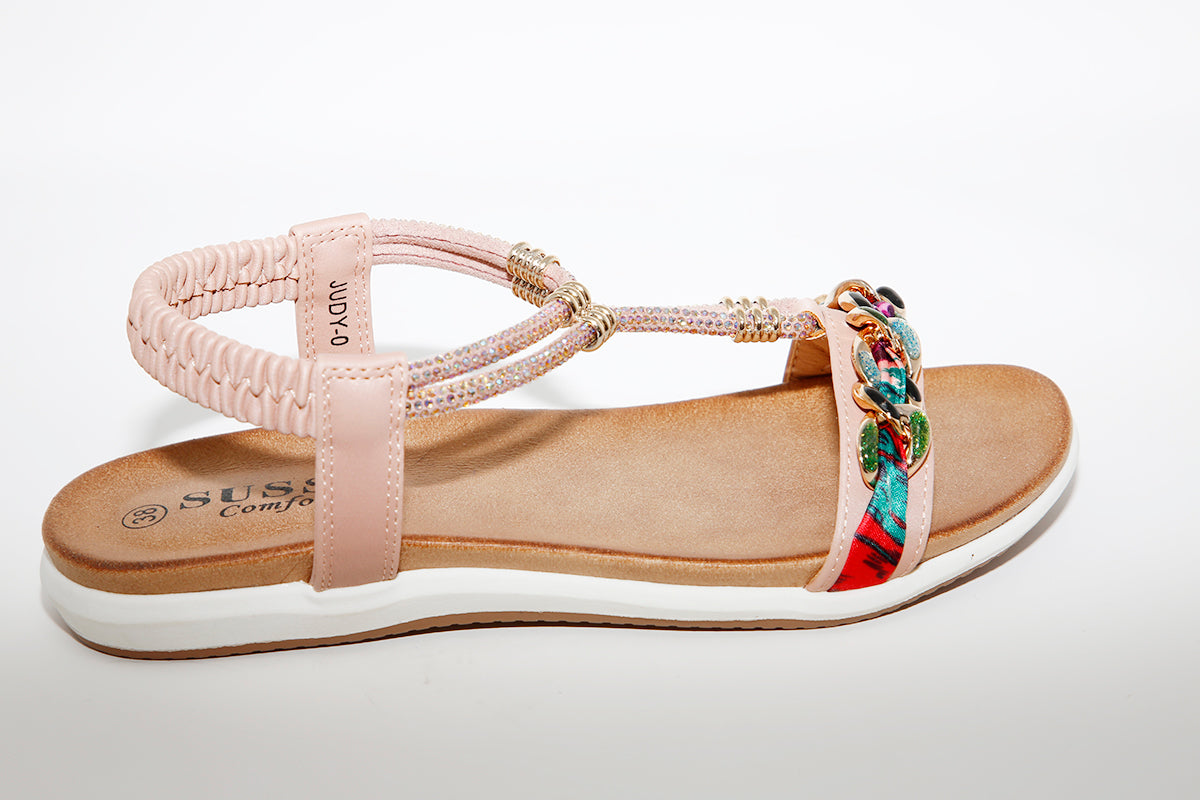 LDS FLAT FASHION SANDAL - PINK