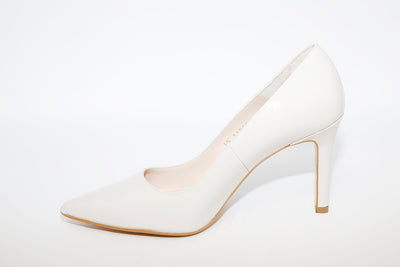 LODI - Rachel Cream Patent Heel Court Shoe