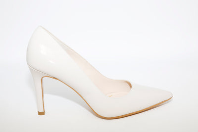 LODI - Rachel Cream Patent Heel Court Shoe