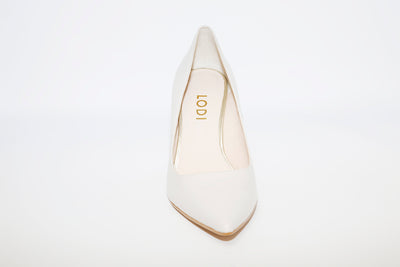 LODI - Rachel Cream Patent Heel Court Shoe