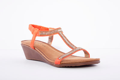 LUNAR - JLH072 Tabitha Wedged 'T' Bar Sandal Orange