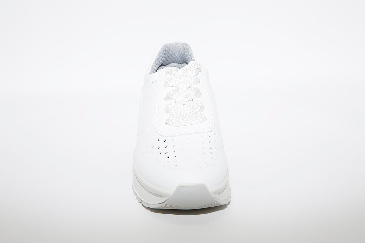 IMAC - LACED FLATFORM TRAINER - WHITE LEATHER