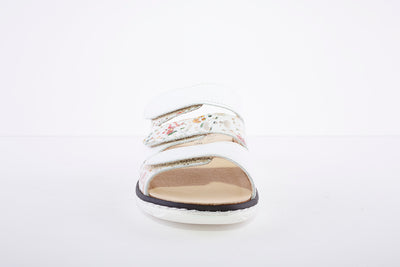 BELVIDA - LOW WEDGE VELCRO MULE - WHITE MULTI