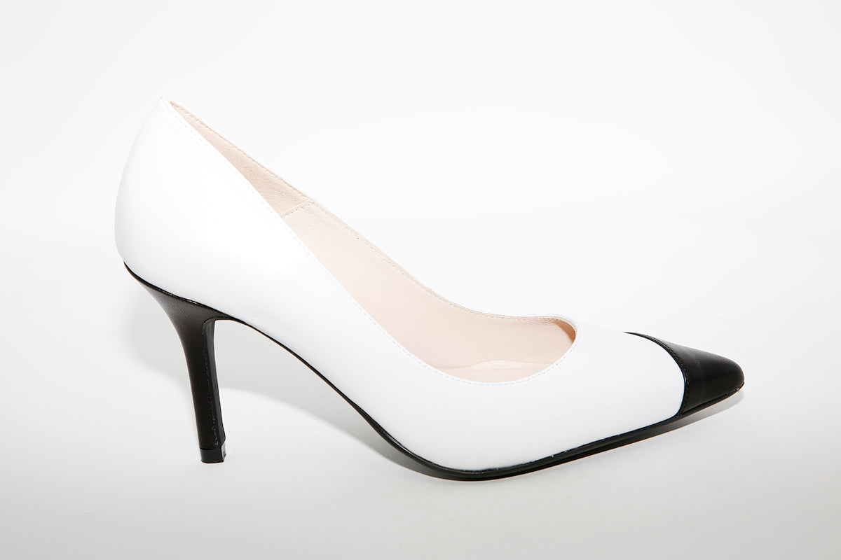 MARIAN - 3114 Leather High Heel White/Black Shoe