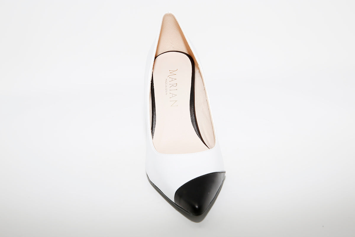 MARIAN - 3114 Leather High Heel White/Black Shoe