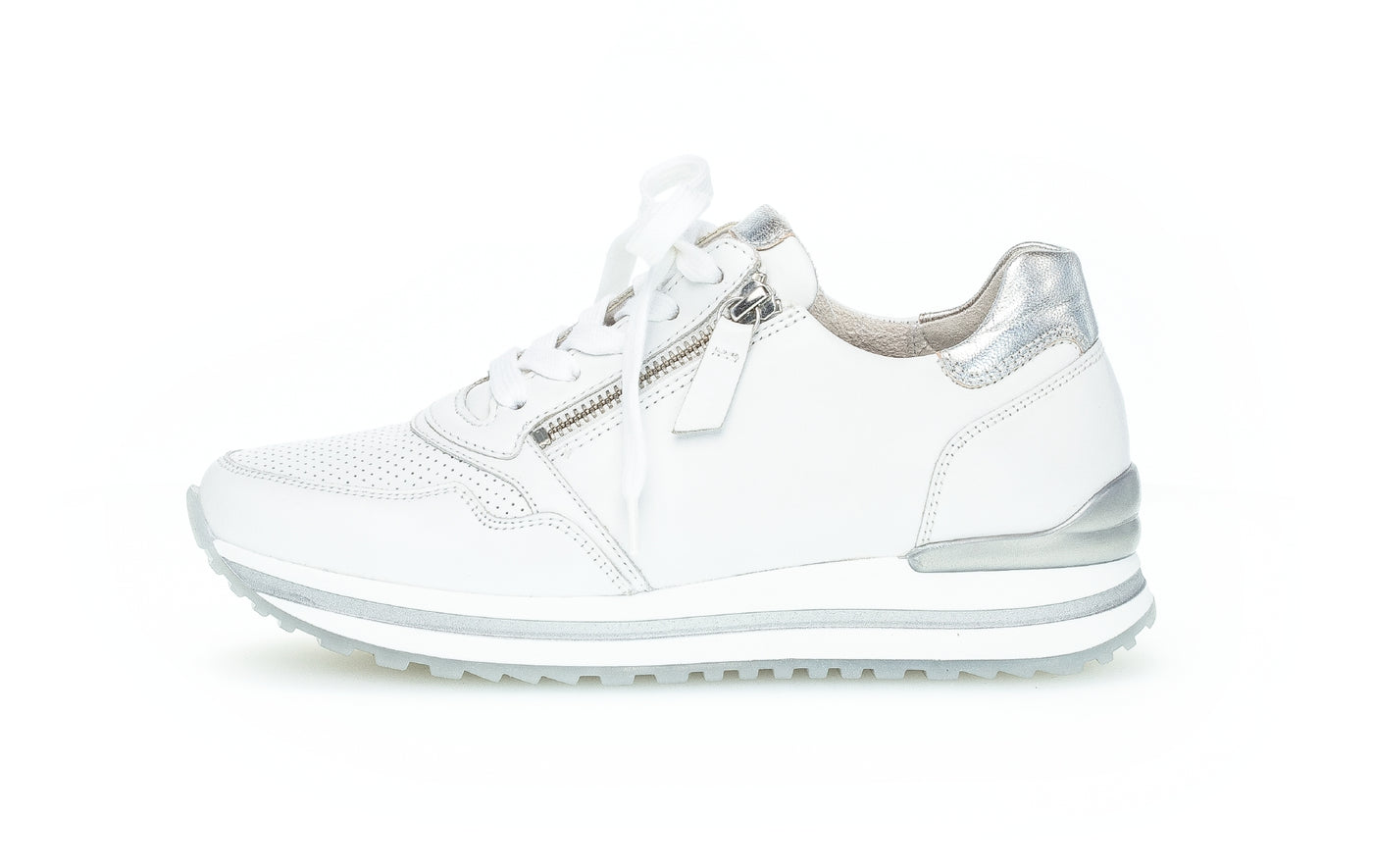 GABOR - 66.528.50 LACED FASHION TRAINER - WHITE/SILVER