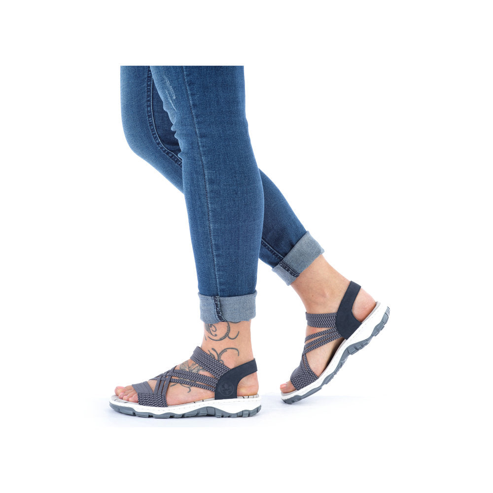 RIEKER - 68888-14 FLAT STRAP SANDAL - NAVY COMBI