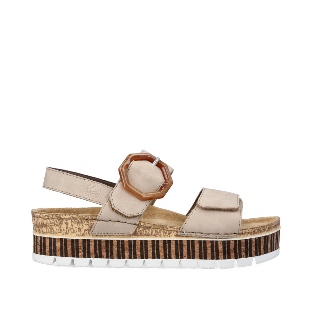 RIEKER - 69553-62 VELCRO FASHION SANDAL - BEIGE