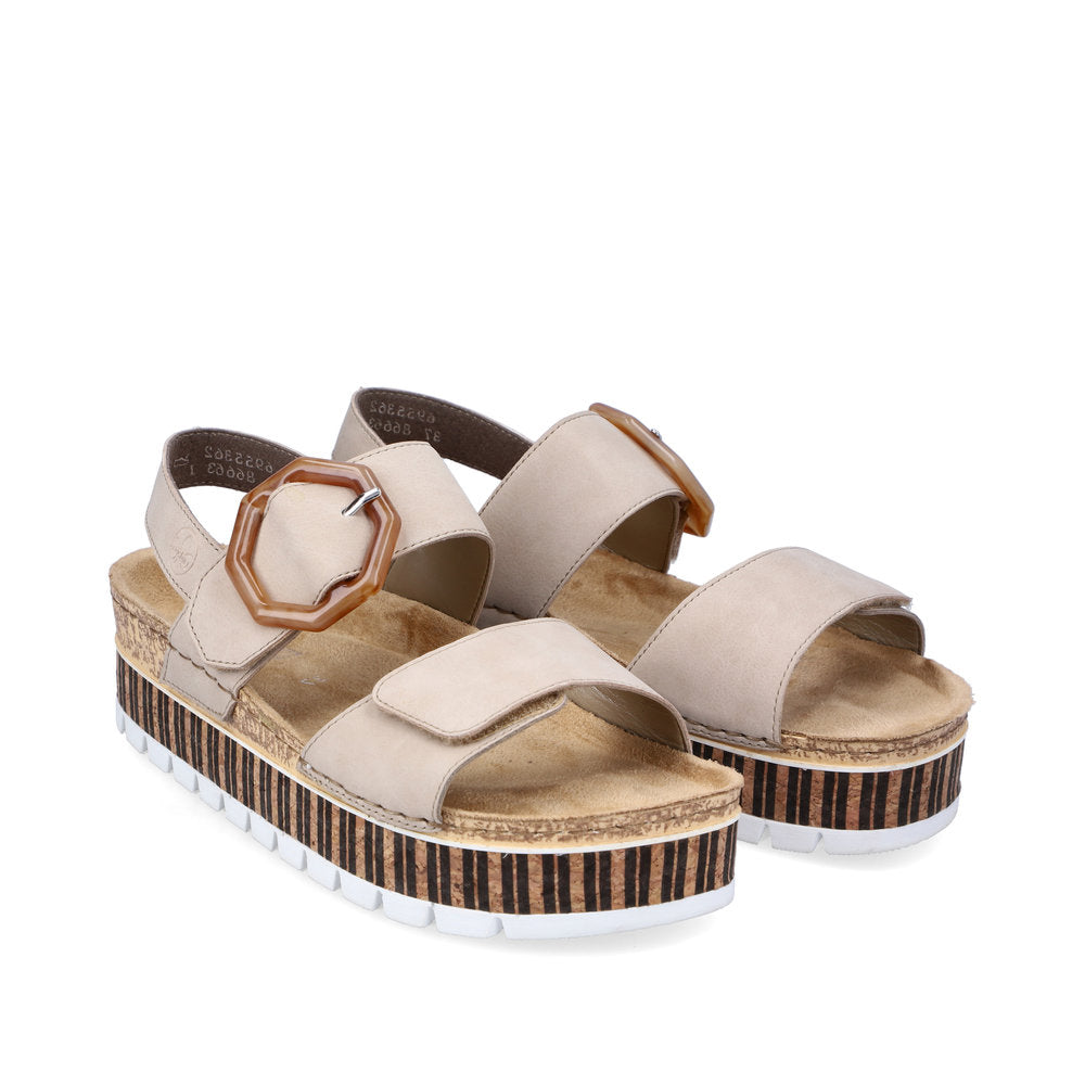 RIEKER - 69553-62 VELCRO FASHION SANDAL - BEIGE