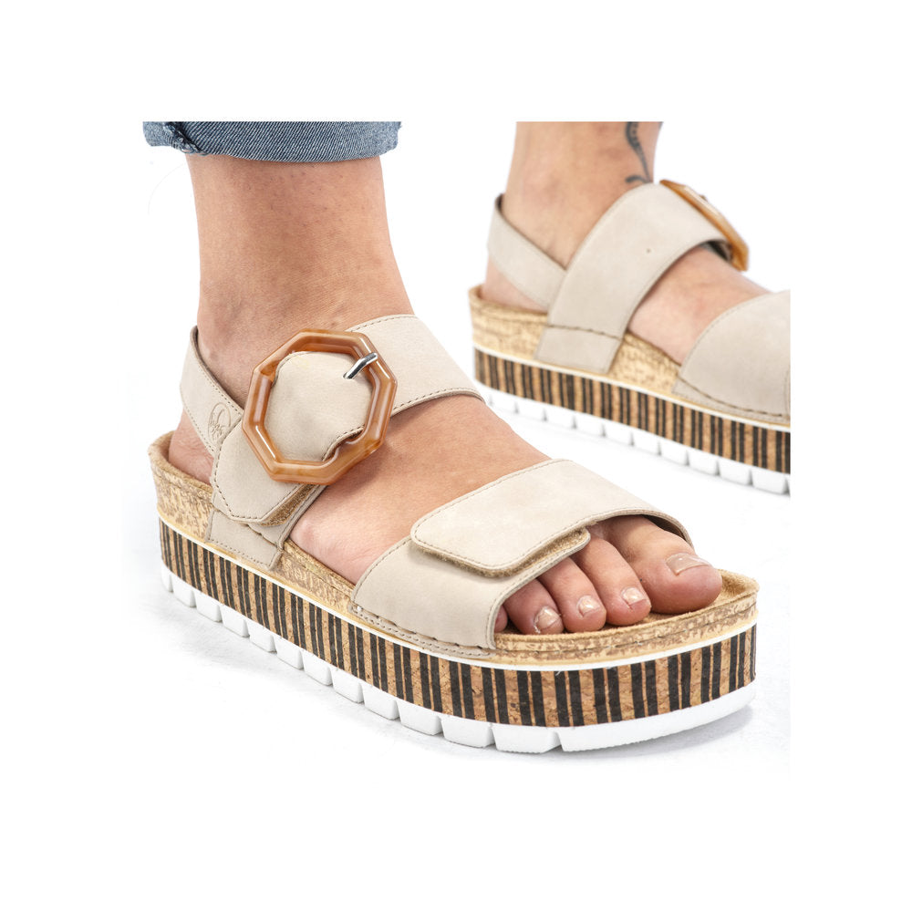 RIEKER - 69553-62 VELCRO FASHION SANDAL - BEIGE