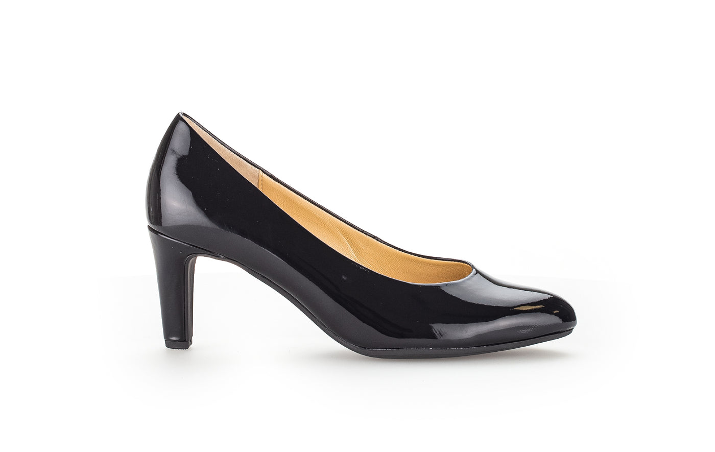 GABOR 91.410.77 MEDIUM HEEL COURT SHOE - BLACK PATENT