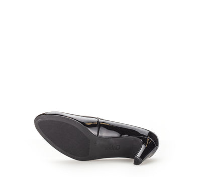 GABOR 91.410.77 MEDIUM HEEL COURT SHOE - BLACK PATENT