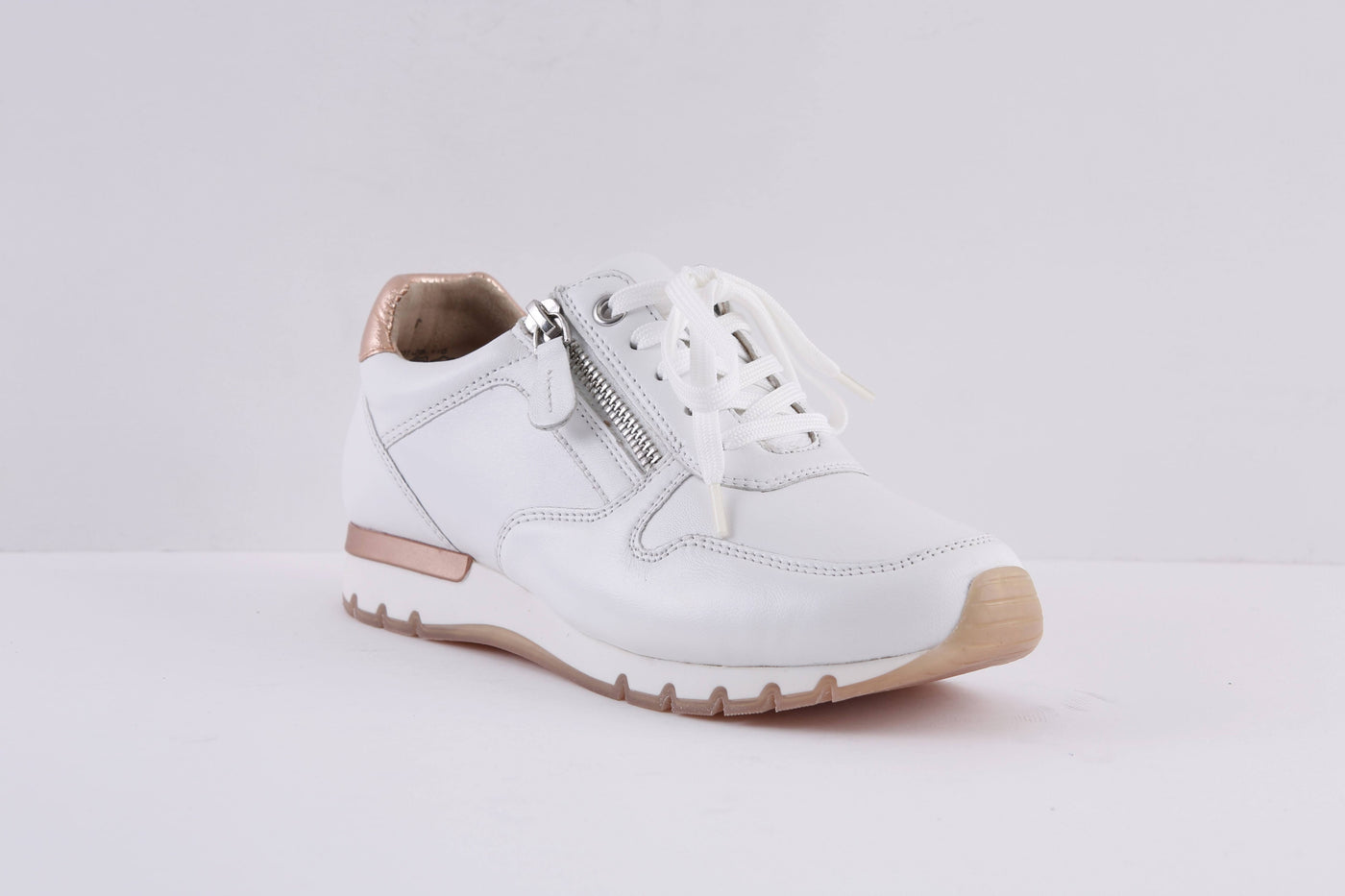 CAPRICE 23601 - 116 LACED/ZIP FASHION SHOE - WHITE/ROSEGOLD