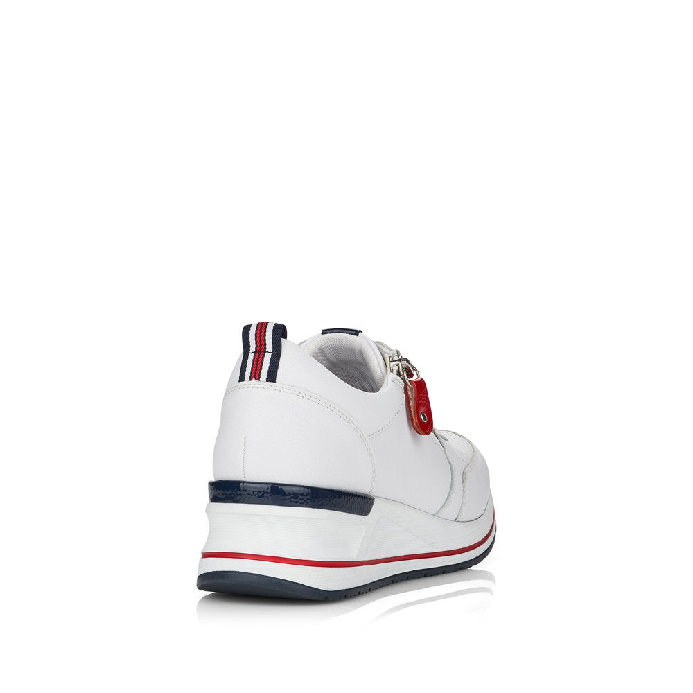 REMONTE- D3207-80 LACED FASHION SHOE WITH ZIP - WHITE/NAVY/RED