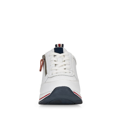 REMONTE- D3207-80 LACED FASHION SHOE WITH ZIP - WHITE/NAVY/RED